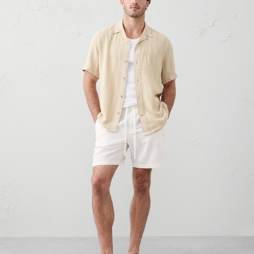 Banana Republic Men's Beige Button-Down Polo Resort SS Shirt - Medium - NWT